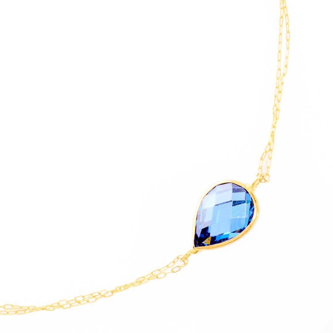 14K Gold Blue Gem Bracelet