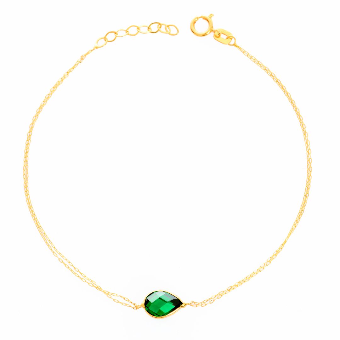 14K Gold Green Gem Bracelet