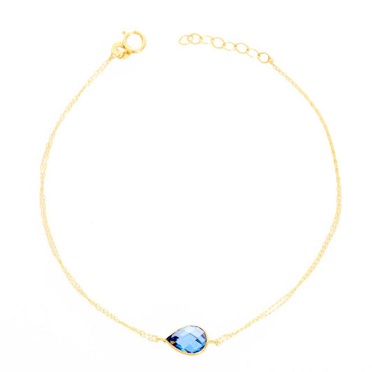 14K Gold Blue Gem Bracelet