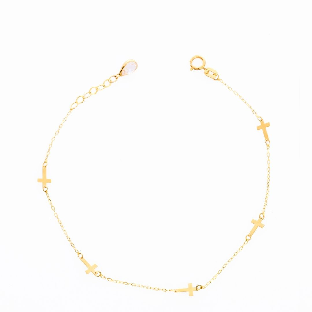 14K Gold Cross Bracelet