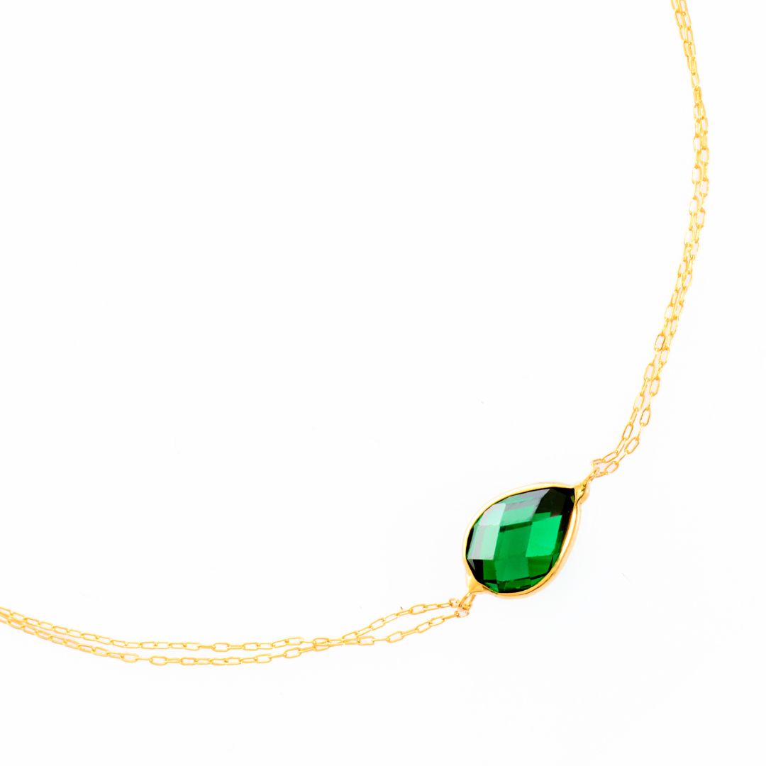 14K Gold Green Gem Bracelet