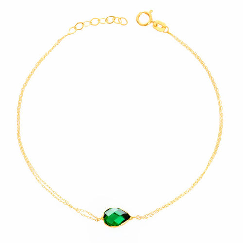 14K Gold Green Gem Bracelet