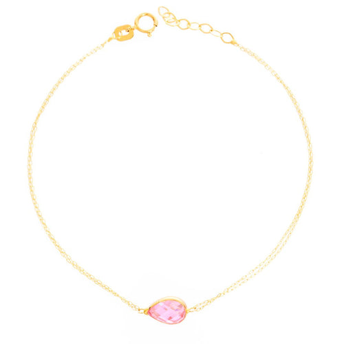 14K Gold Pink Gem Bracelet