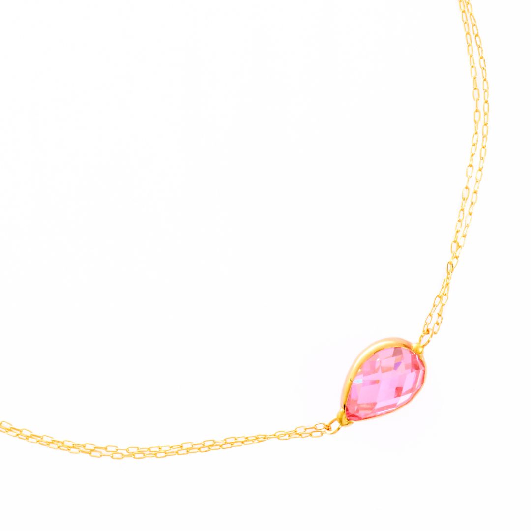 14K Gold Pink Gem Bracelet