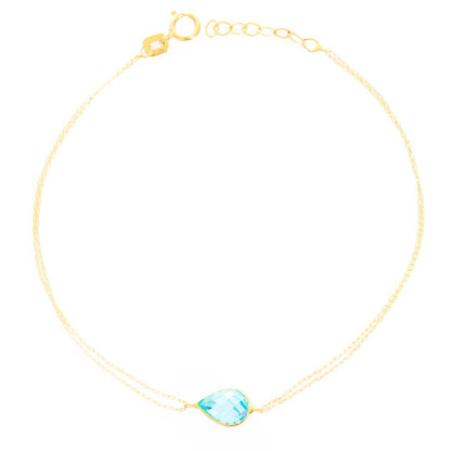 14K Gold Turquoise Gem Bracelet