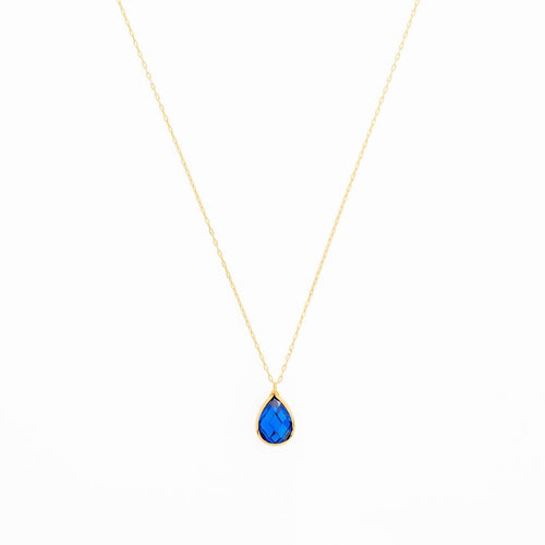 14K Gold Blue Gem Necklace