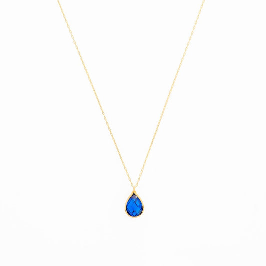 14K Gold Blue Gem Necklace