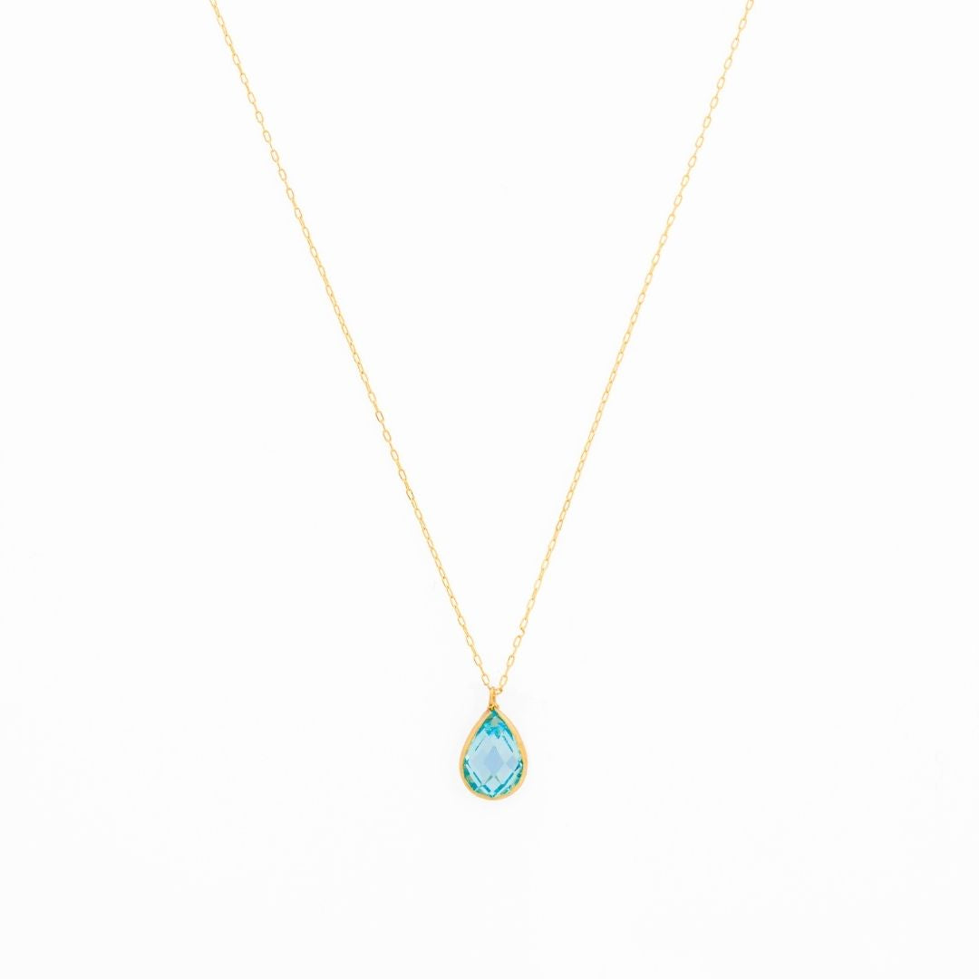 14K Gold Turquoise Gem Necklace