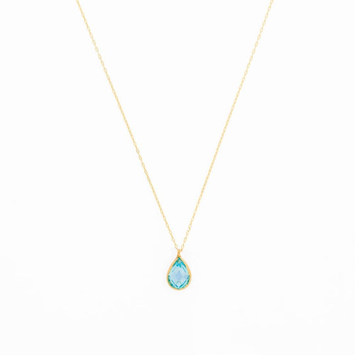 14K Gold Turquoise Gem Necklace