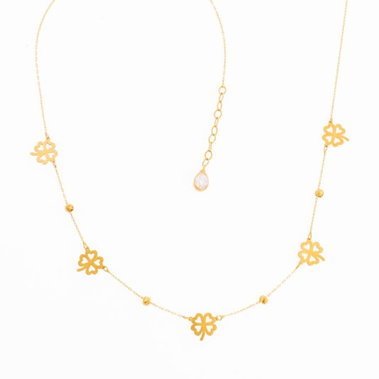 14K Gold Clover Necklace