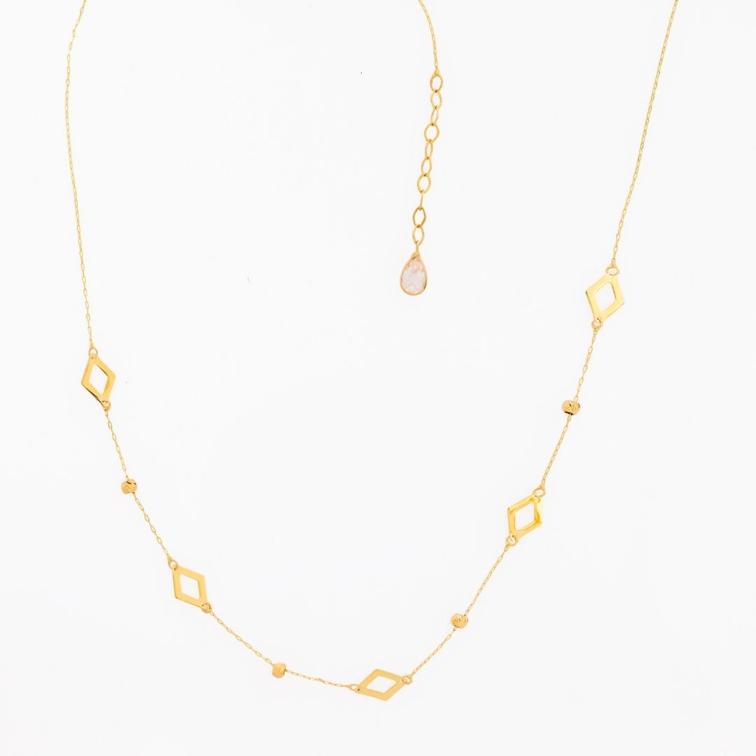 14K Gold Square Necklace