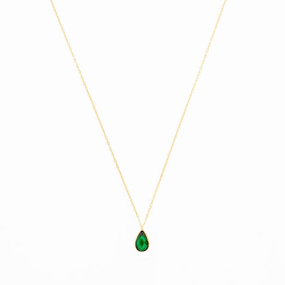 14K Gold Green Gem Necklace