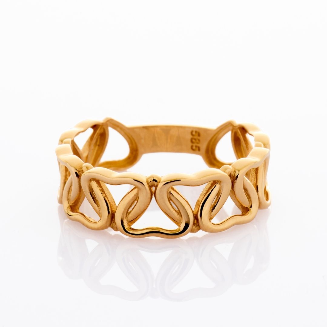 14K Gold Grand Cuban Link Heart Ring