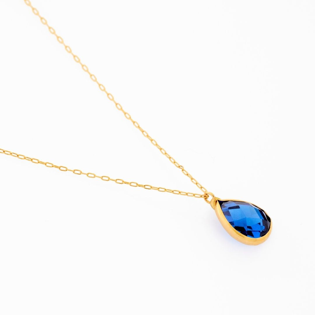 14K Gold Blue Gem Necklace