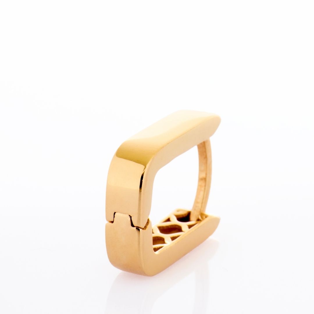 14K Gold Paper Clip Huggie Hoop Earrings