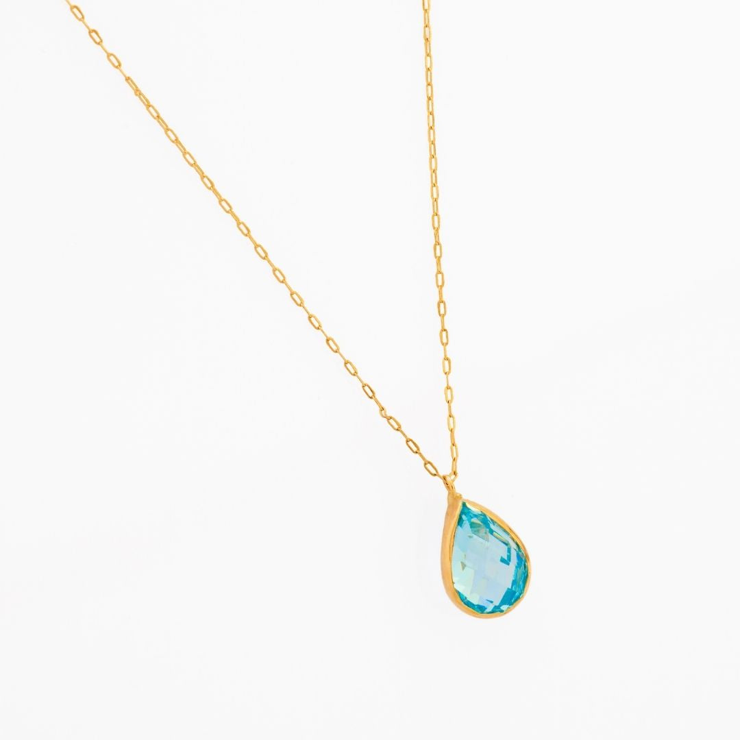 14K Gold Turquoise Gem Necklace