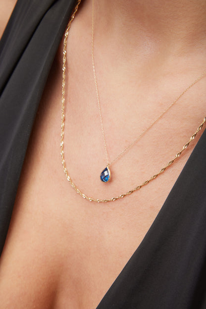 14K Gold Blue Gem Necklace