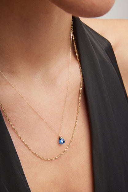 14K Gold Blue Gem Necklace