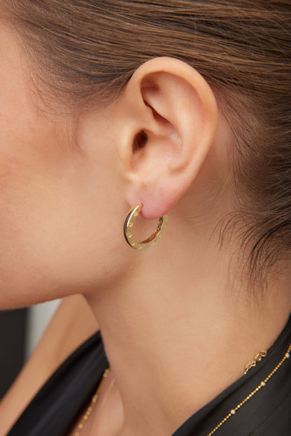 14K Gold Everyday Earrings With Red Details