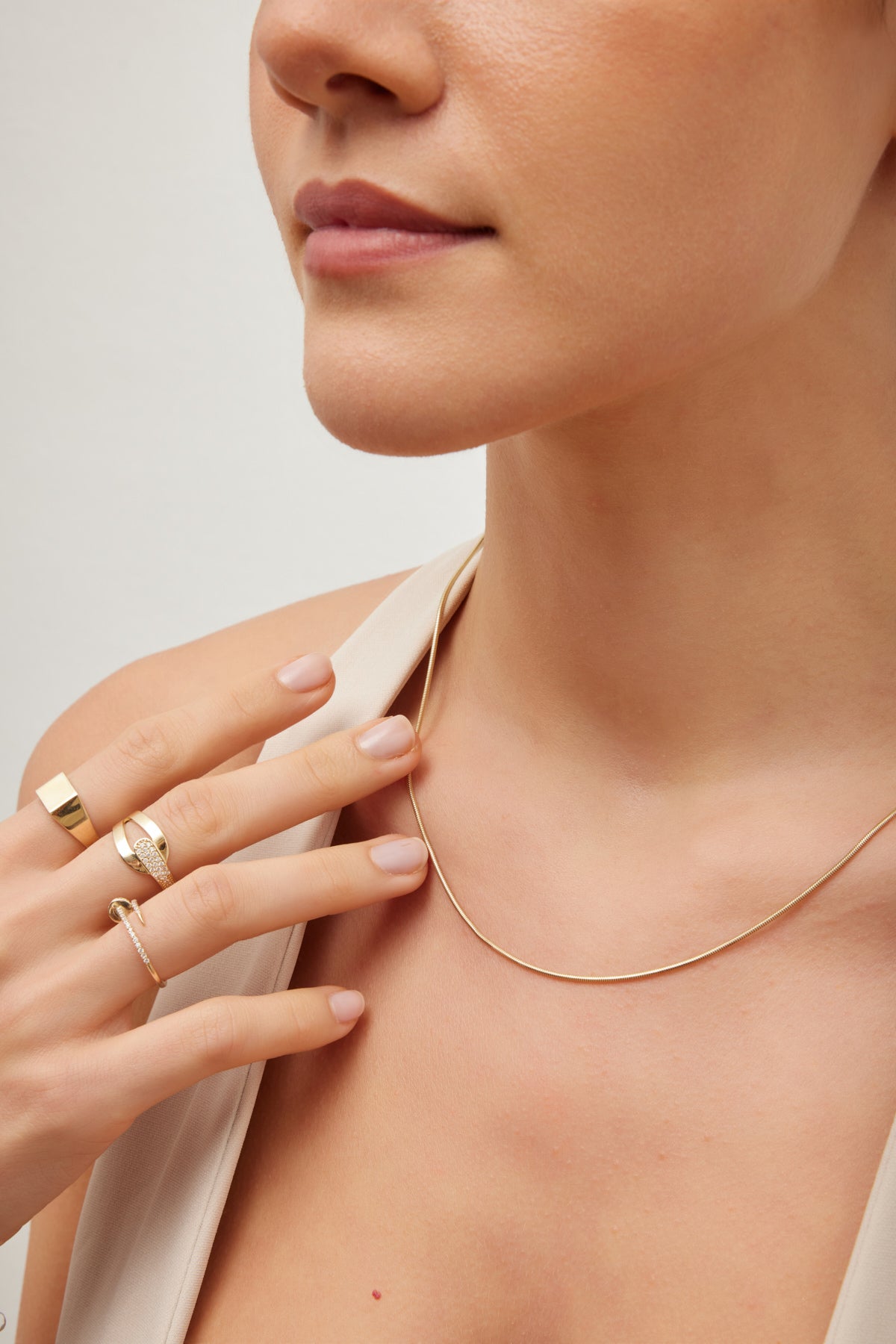 14K Gold Herringbone Chain Necklace